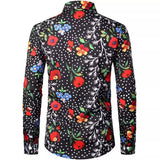 Модная мужская длинная рубашка с принтом 3D-розы
