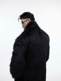 Mink Fur Coat Long Below Knee Plush Trench Coat