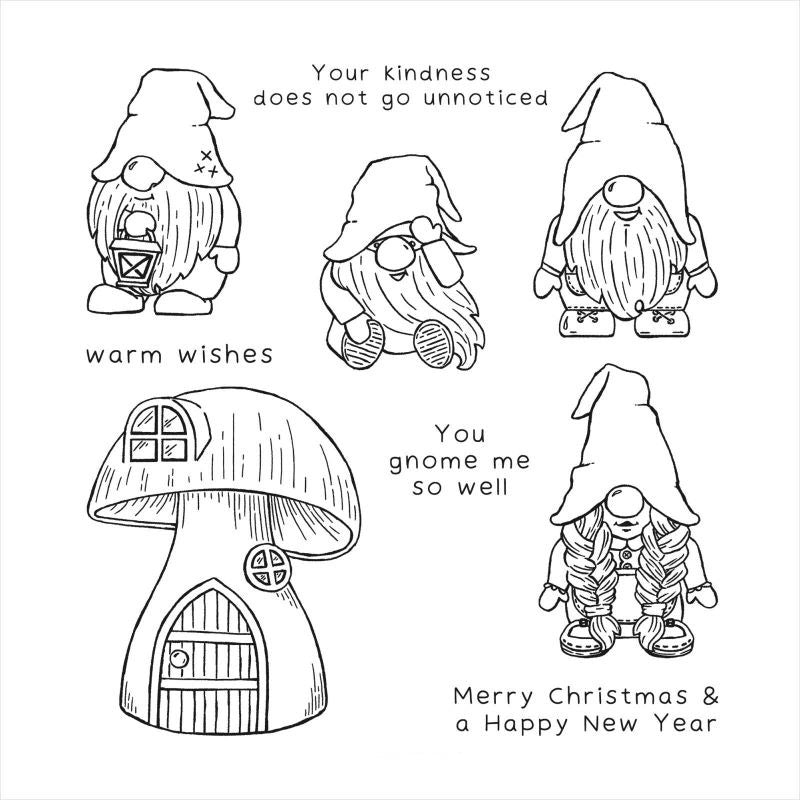 English Kindest Gnomes Dies Mushroom Cottage Clear Stamps For Scrapbooking DIY Card Making