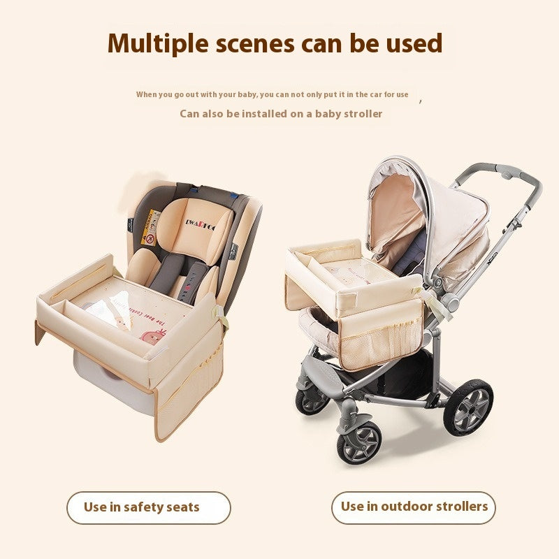Kids's Car Safety Seat Tray Cartoon Car Waterproof Storage Dining Table
