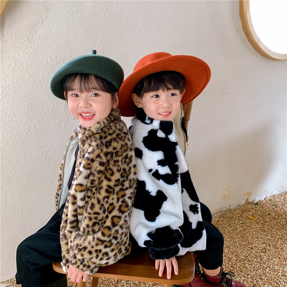 Мода Leopard Print Куртаи гулӯ барои писарон ва духтарон