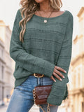 Pointelle Knit Drop Shoulder Sweater
