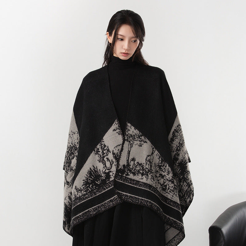 Simple dark cashmere coat, warm