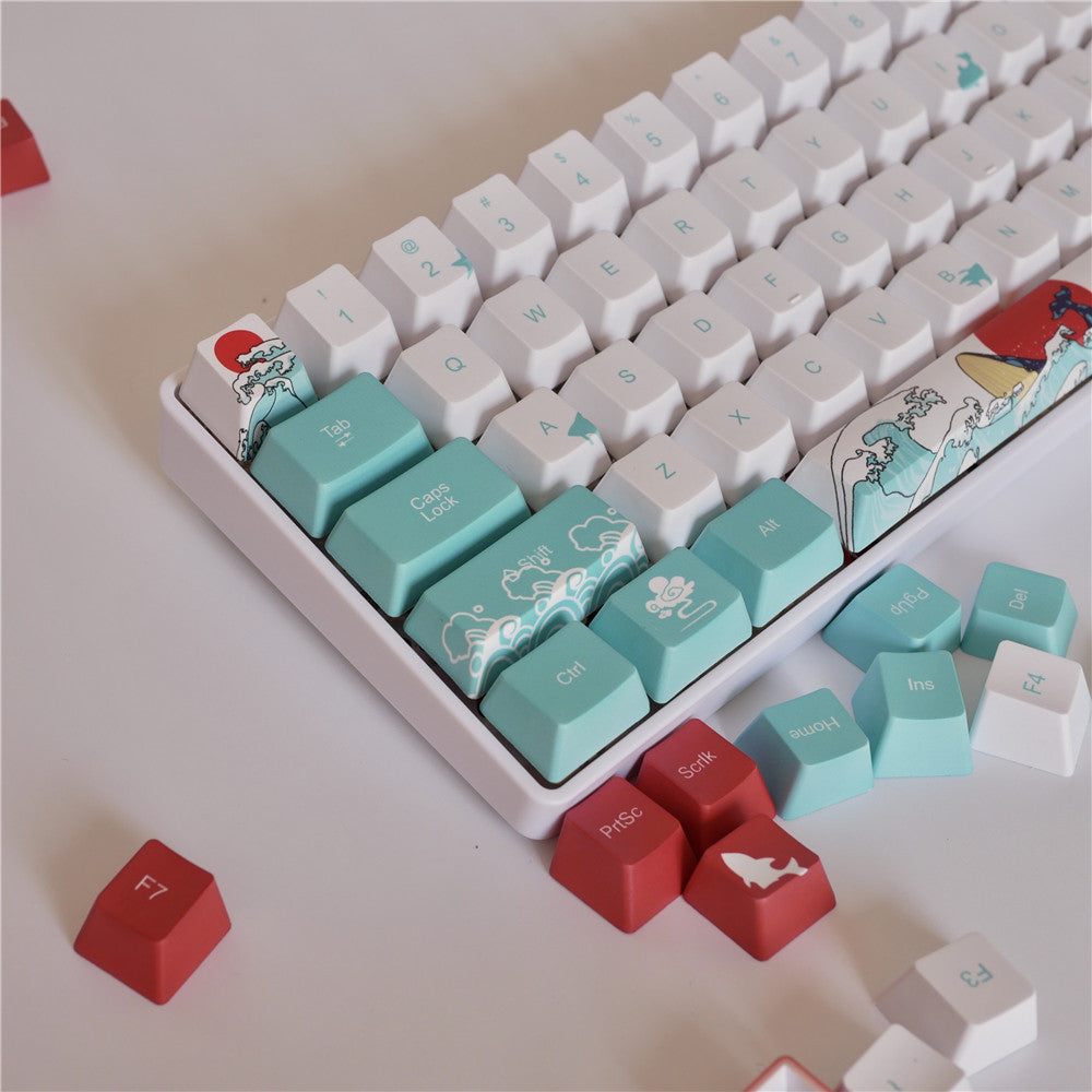Coral Sea Keycaps PBT Five-sided Sublimation Mechanical Keyboard
