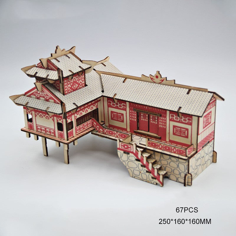 DIY Wooden Three-dimensional Puzzle Construction Animal Ornaments Children's Assembly Insert Toys