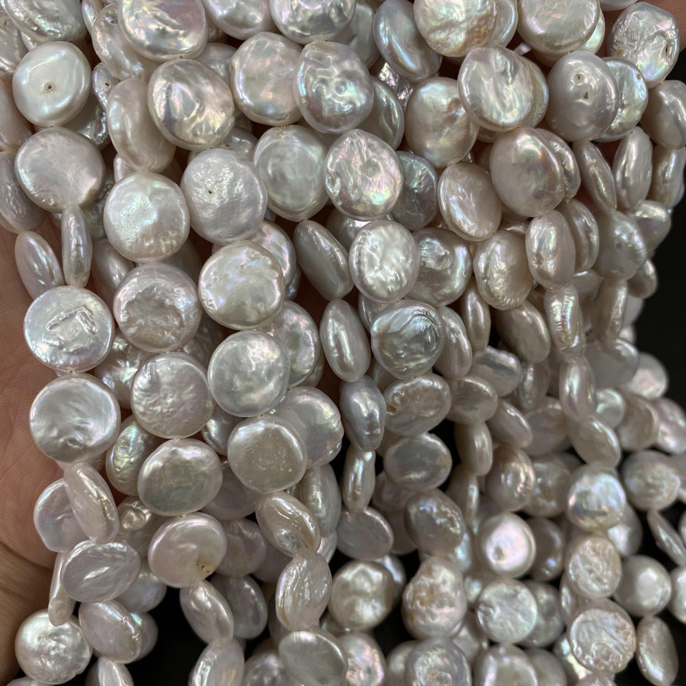 Natural Freshwater Pearl Beads Button Shape Punch For Jewelry Making DIY Necklace Bracelet Accessories