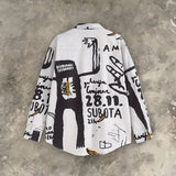 Graffiti Style Digital Printed Shirt Hand Painted Autumn Winter New