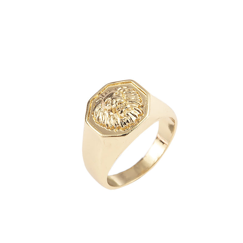 Lion Head 18K Gold Ring Vintage Thumb Ring Jewelry For Men