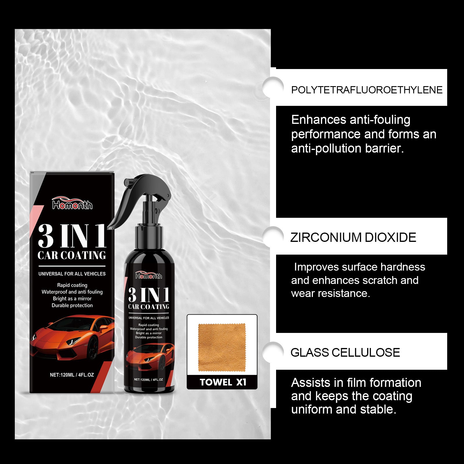 3-in-1 Car Coating Spray Cleaning With Wax
