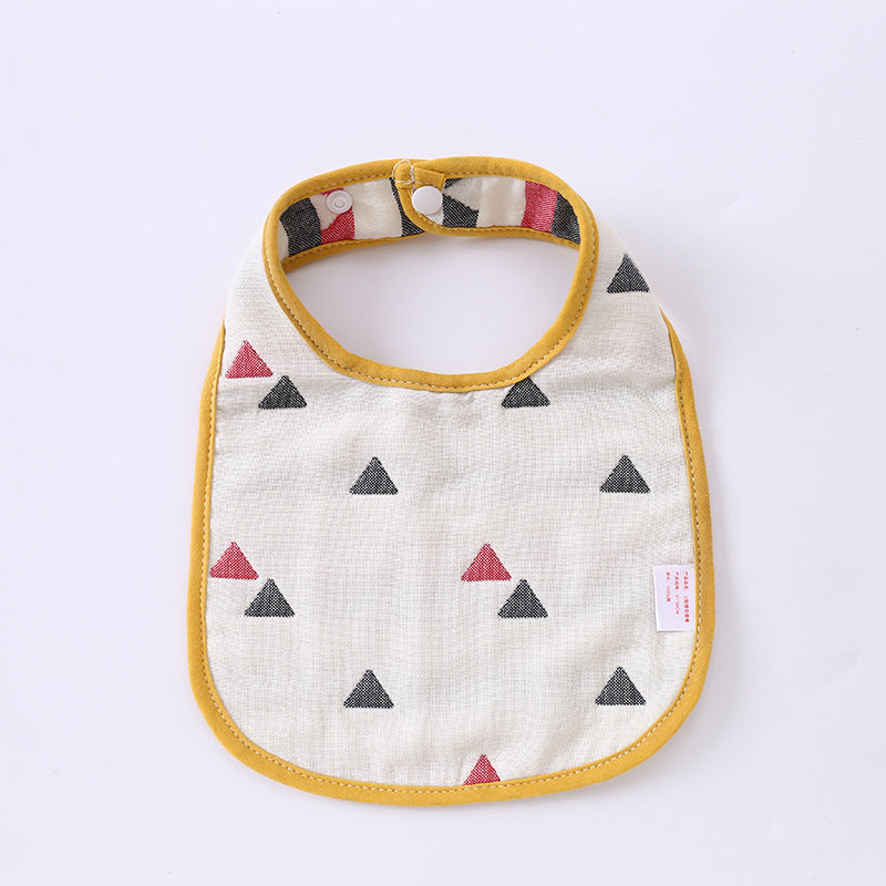 Summer Thin Pure Cotton Concealed Button 6-layer U-shaped Baby Gauze Bib