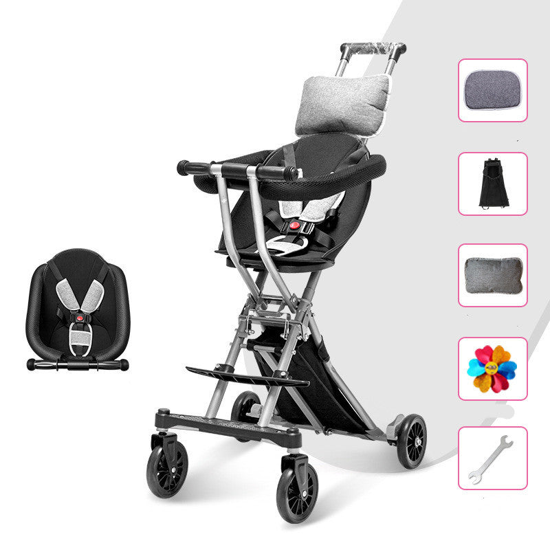 Foldable Simple Baby Two-way High Landscape Stroller