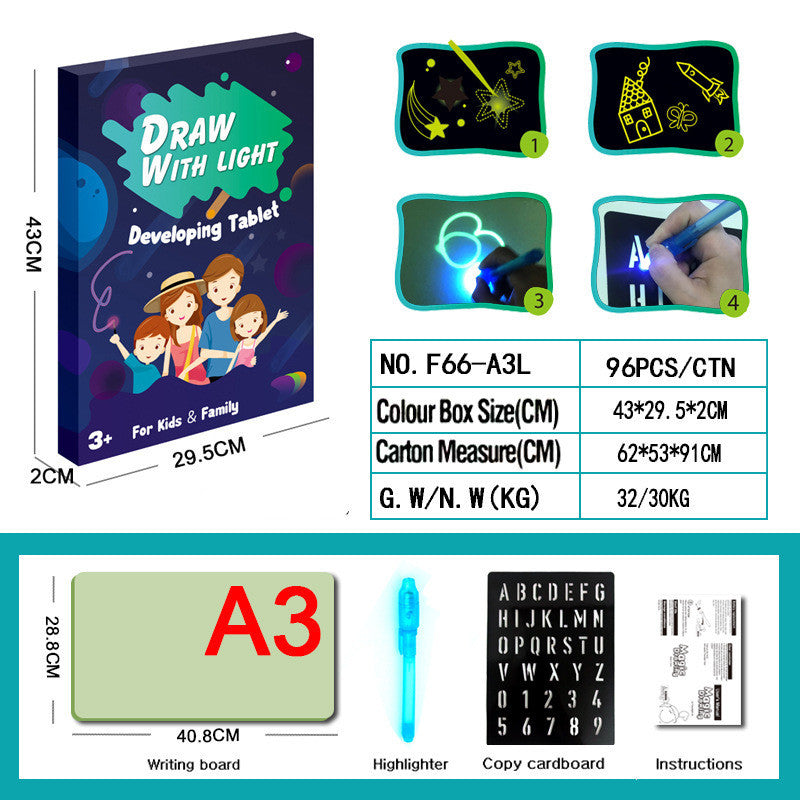Бозичаҳои таълимӣ Pad Drawing 3D Magic 8 Effects Light Board Sketchpad