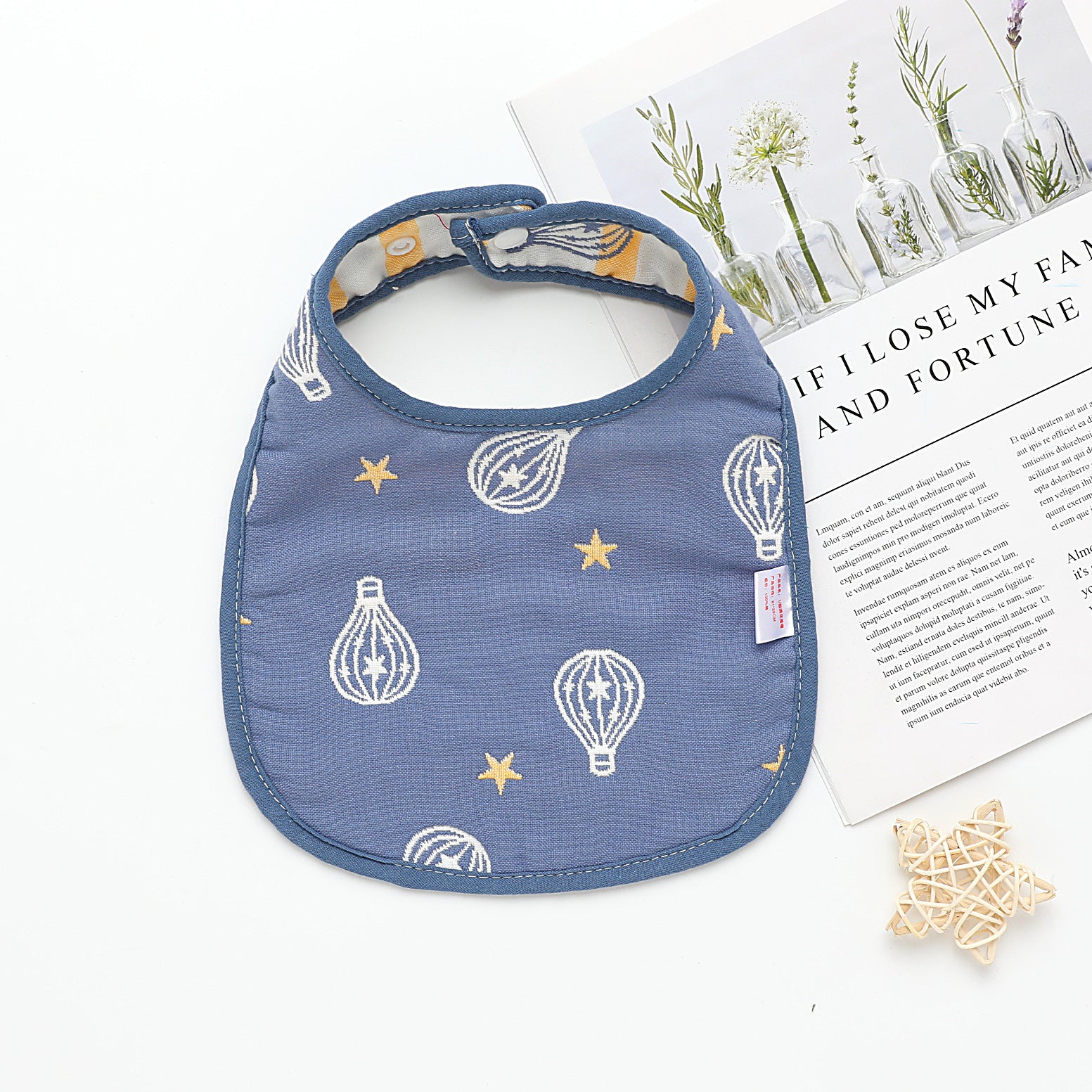 Summer Thin Pure Cotton Concealed Button 6-layer U-shaped Baby Gauze Bib