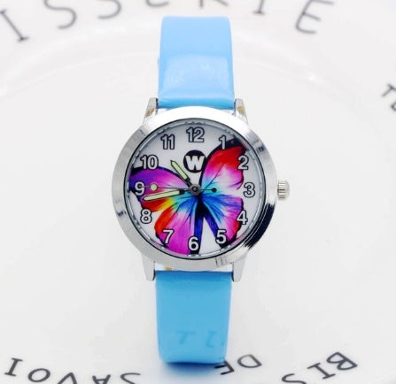 Children's Watches Kids Quartz Watch Student Girls Quartz-watch Cute Colorful Butterfly Dial Waterproof Watch 