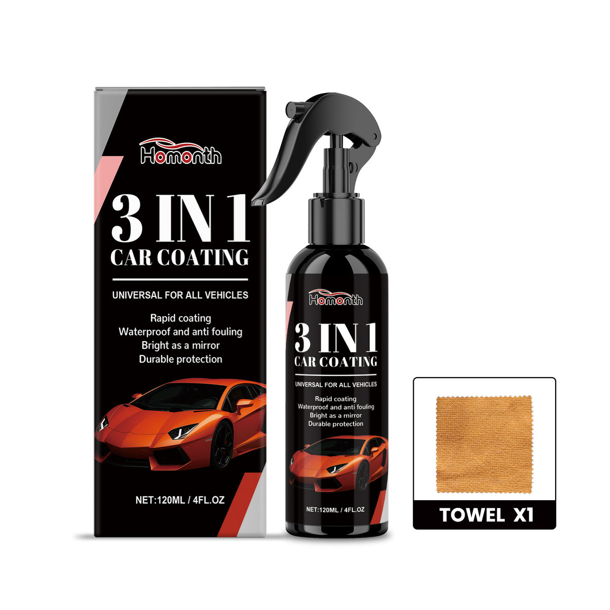 3-in-1 Car Coating Spray Cleaning With Wax