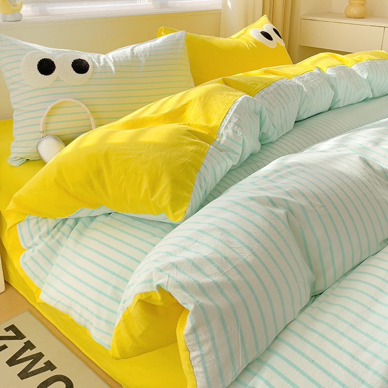 Big Eyes Four-piece Bedding Set Sanding Duvet Cover Bedding Suit