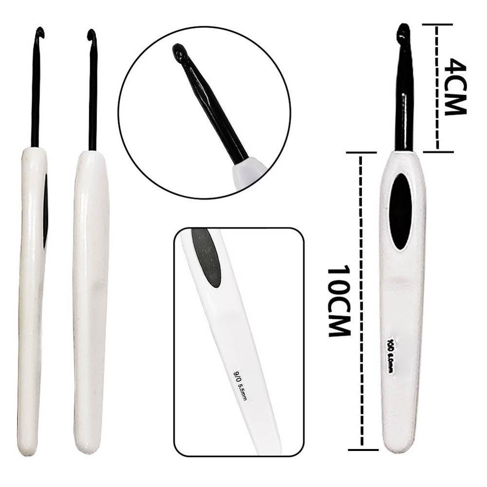 Knitting Tools Sweater Needle ABS White Handle Black Aluminum Crochet Hook