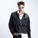 Men's American Style Denim Coat with Retro Gradient Effect