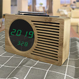 Bamboo LED Clock FM Radio Electronics