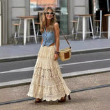 A- Line Crochet Lace Patchwork Knitting Skirt For Women