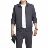 Spring And Autumn Plus Size Sports Casual Fashion Stand Collar Cardigan 2-piece Set