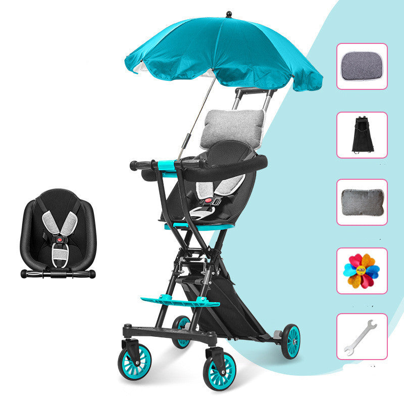 Foldable Simple Baby Two-way High Landscape Stroller
