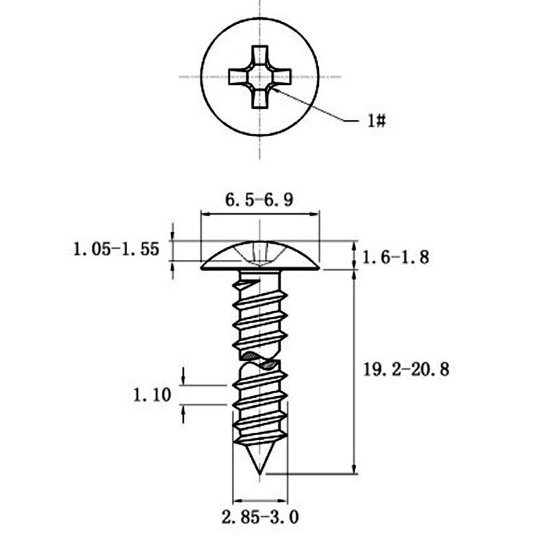 Stainless Steel Cross Big Head Self-tapping Screw Mushroom-shaped Haircut Round Head