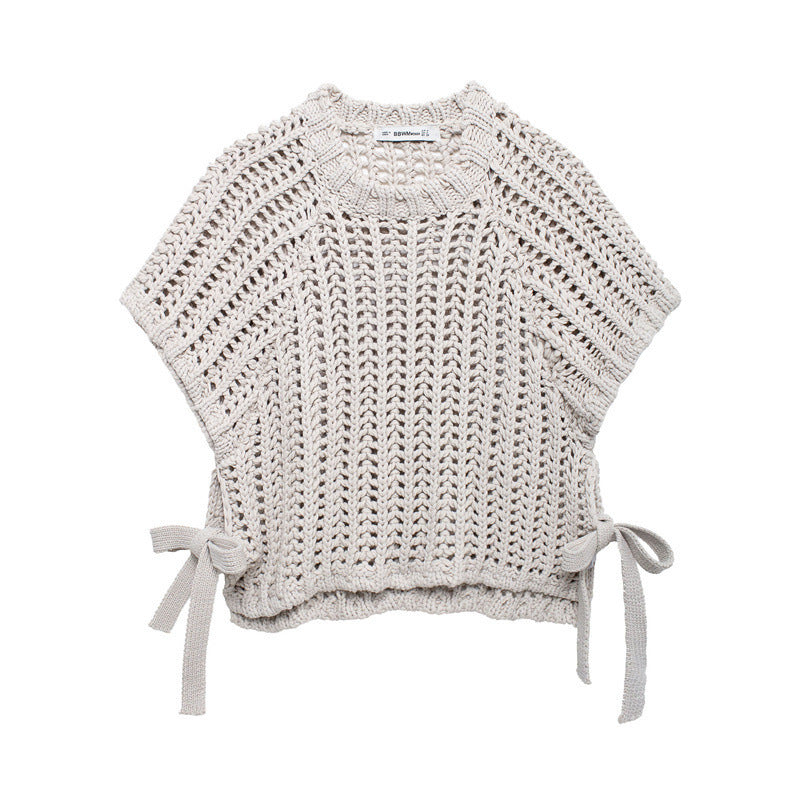 Women's Side Thick Needle Sweater With Trim