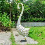 Garden Courtyard Outdoor Lawn Luminous Tin Animal Wrought Iron Swan Solar Light