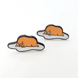 Dongmanli New Arrival Fashion Unique Designer Cute Enamel Fried Egg stud Earring For Women Gudetama Accessories