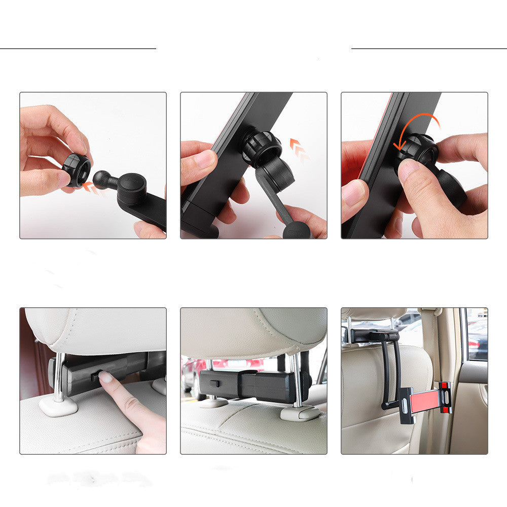 Car Rear Seat Mobile Phone Bracket Rear Car Metal Aluminum Alloy Rotating Bracket Headrest Tablet Phone Holder