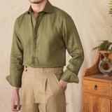 Linen long sleeve shirt in matching color
