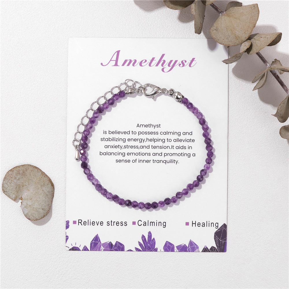 Natural Amethyst Women's Bracelet Cut Irregular Beading Bracelet