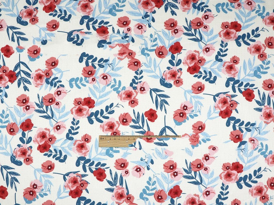 Plant Flowers Small Clear Floral Cotton Fabric
