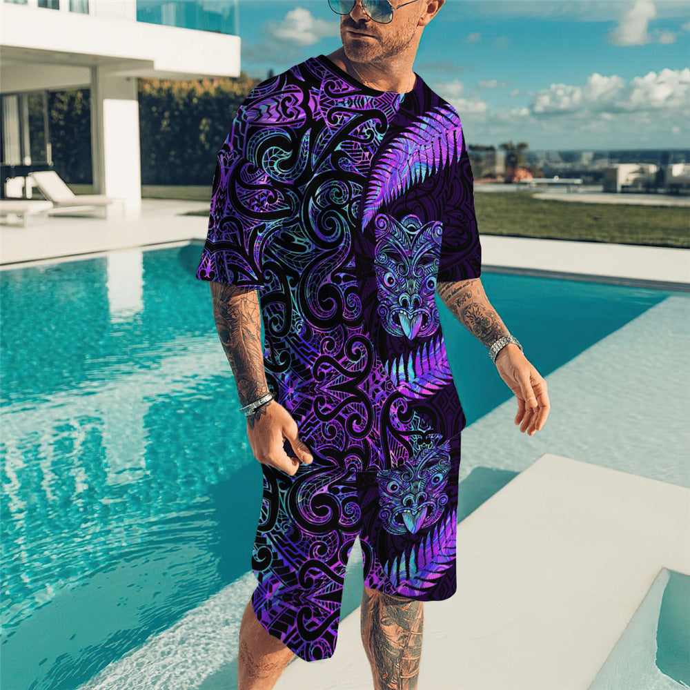 Hawaiian Vacation Men's Ribbon Gradient Short Sleeve Suit