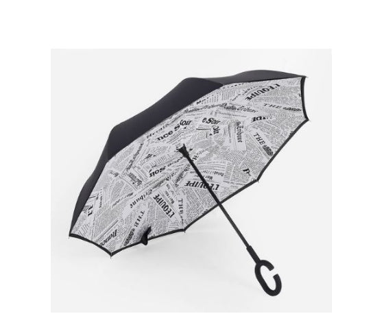 Creative sun protection men's and women's umbrellas custom double layer business long straight handle car without holding folding reverse umbrella