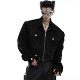 Gradient Design Padded Shoulder Short Jacket