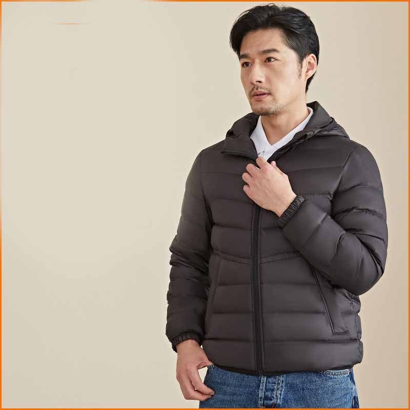 Men's Lightweight Short Down Jacket with Hood