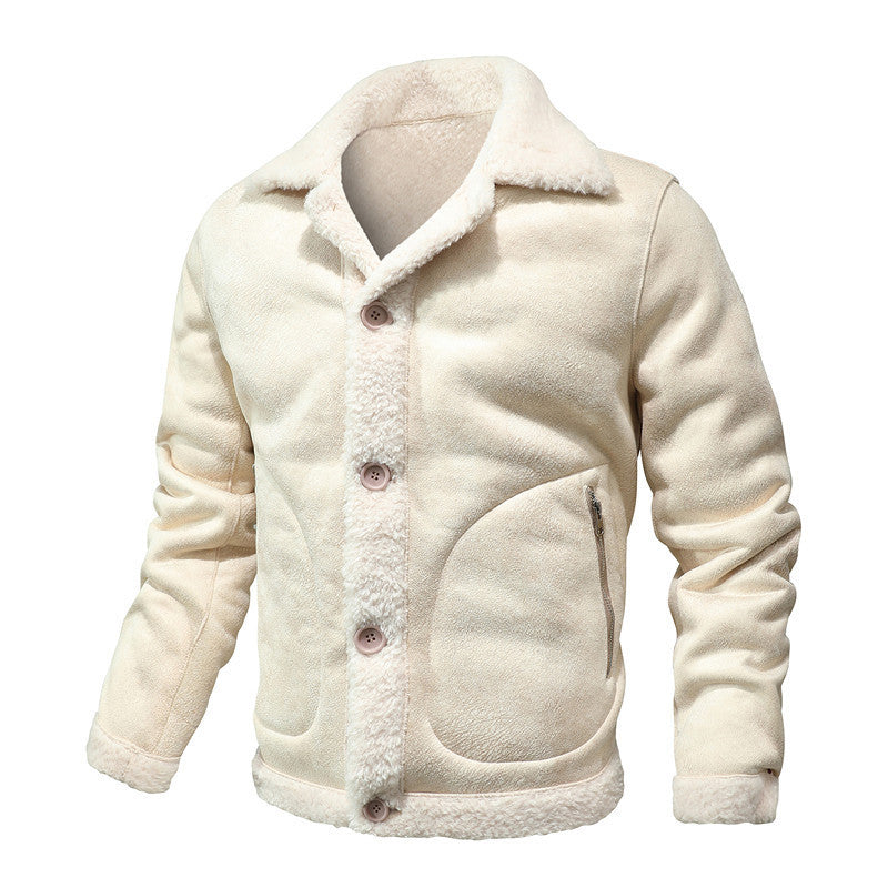 Однотонный меховой повседневный обычный пальто для мужчин