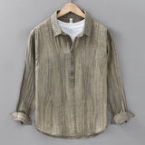 Casual Crinkled Linen Pullover Shirt