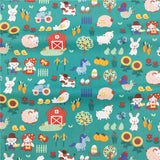 Cartoon Farm Animals Cotton Fabric Twill