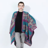 Autumn And Winter Women's Jacquard Split Shawl Flower Cloak