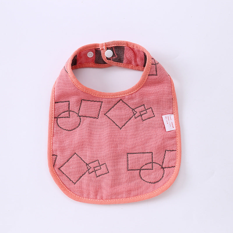 Summer Thin Pure Cotton Concealed Button 6-layer U-shaped Baby Gauze Bib