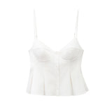 Single-breasted Wide Pleated Skirt Hem Slim Short Women's Vest