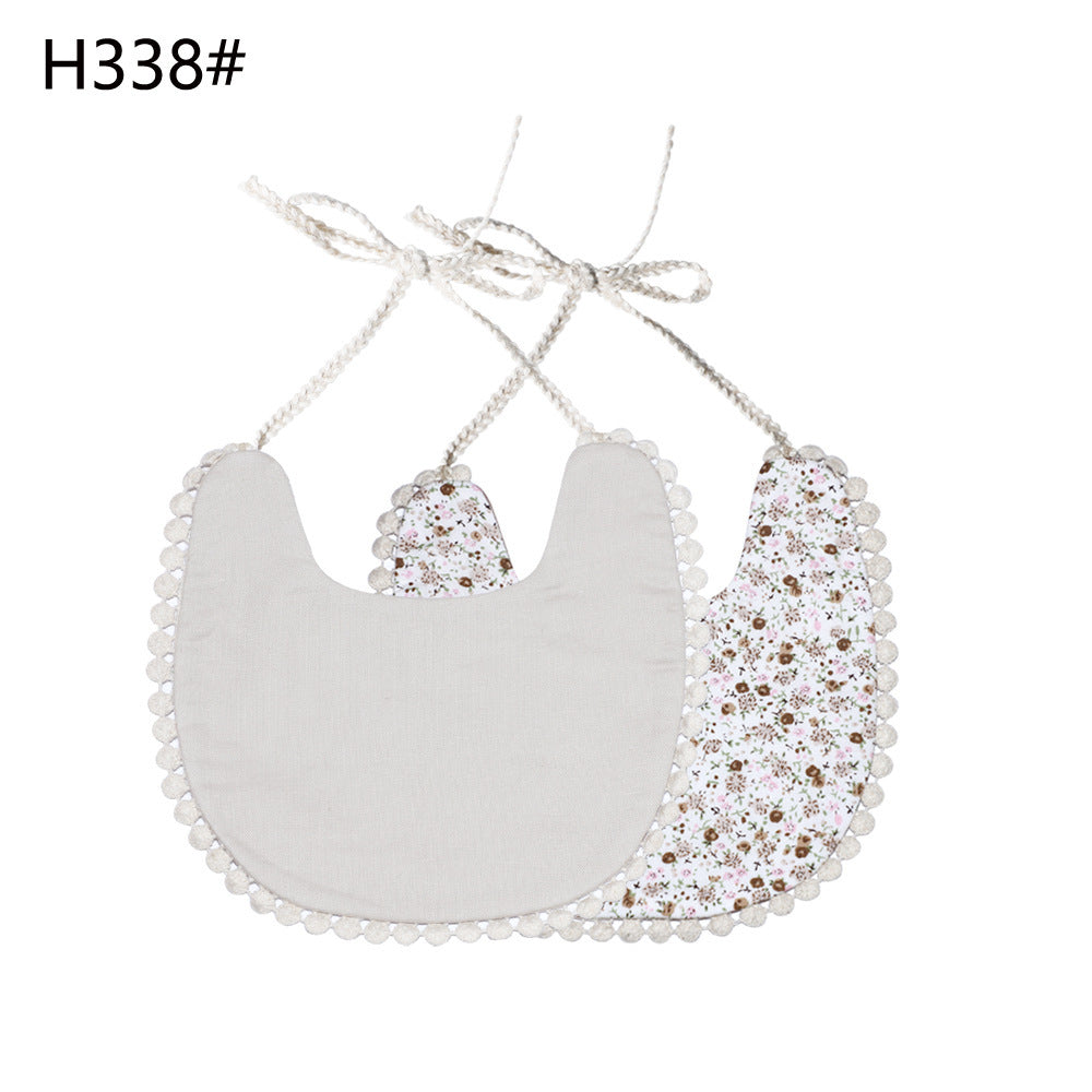 INS Popular European And American Foreign Trade Pure Cotton And Linen Two Layer Saliva Towel Amazon Hot Cross Border Supply Bib Bib