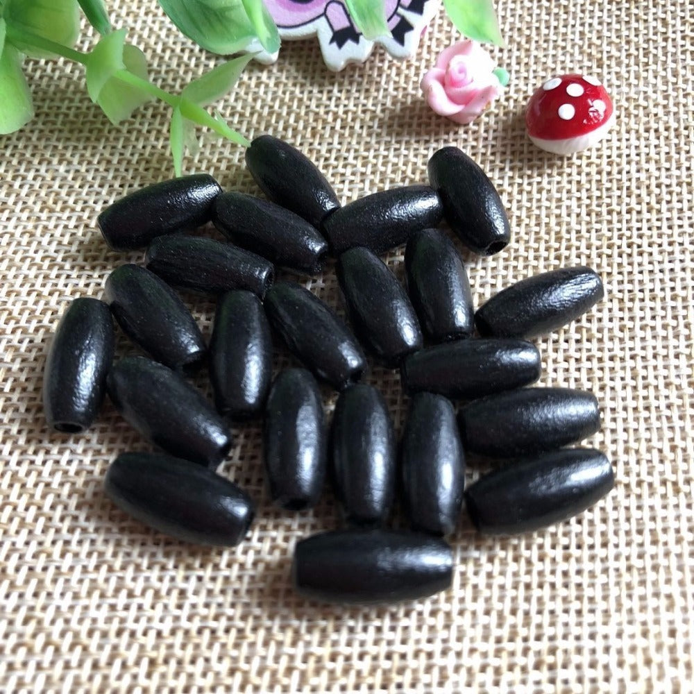 Natural Olive Shape Loose Wood Beads Coffee Black Handmade Wooden Puzzle DIY Jewelry Making