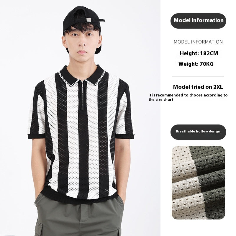 Свитери абрешими яхбандии остини кӯтоҳи тобистонаи мардона