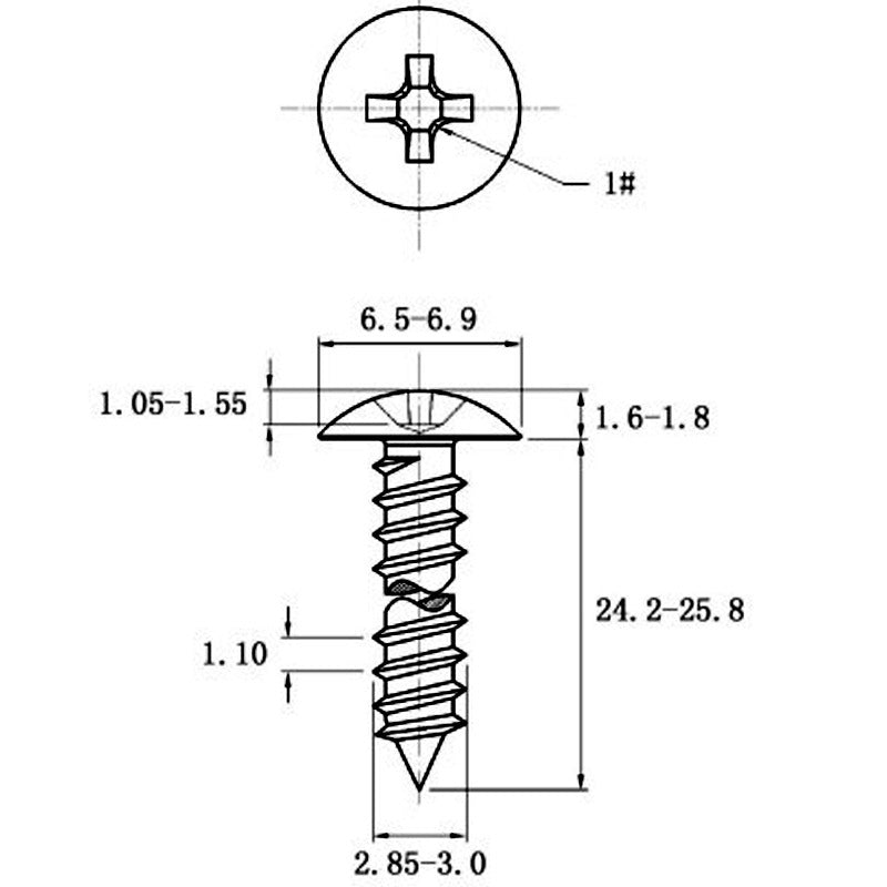 Stainless Steel Cross Big Head Self-tapping Screw Mushroom-shaped Haircut Round Head