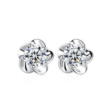 White Copper Silver-plated Peach Blossom Temperament Earrings
