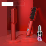 USB Portable Hot Air Comb Rechargable Professional Hair Dryer Brush 2 In1 Mini Hair Straightener Curler Brush Hair Styler